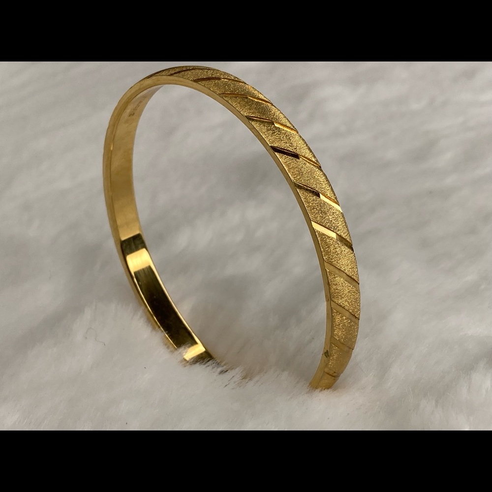 Monet Diagonal on Satin Bangle Bracelet, Gold Tone, 1980s Vintage Bracelet
